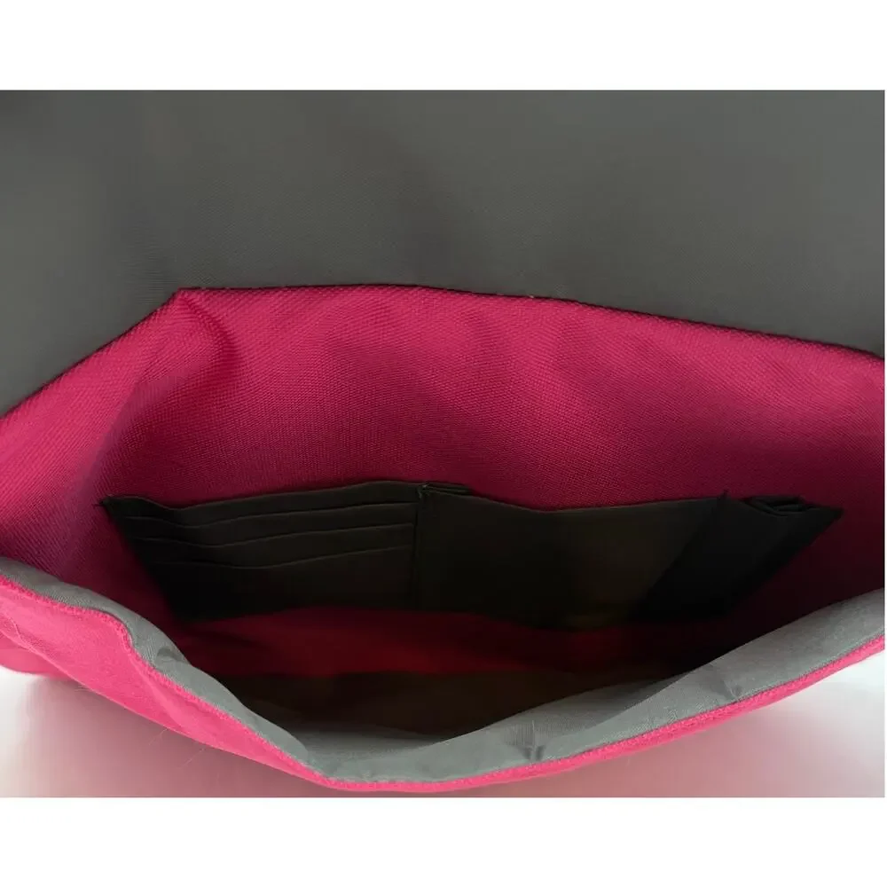 Brinch Laptop Bag Pink Nylon Envelope Style Shoulder Bag Zippered Compartments